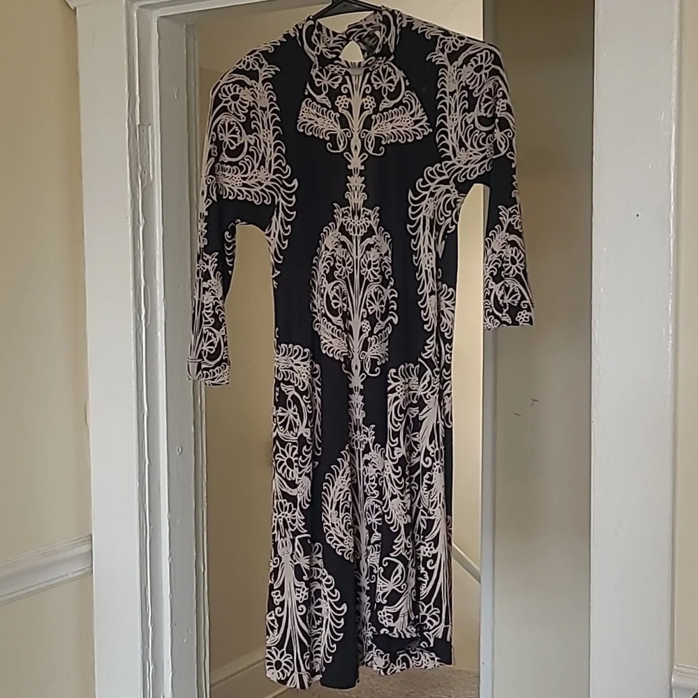 Free People Black & Taupe Medallion Mini Shift Dress Women’s XS